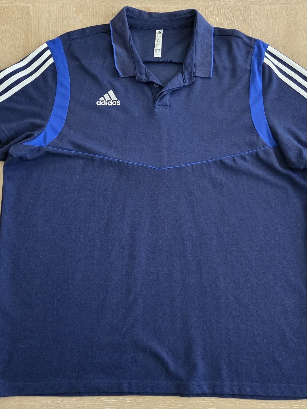Adidas Men's Navy Polo with Royal Blue Shoulder Panels